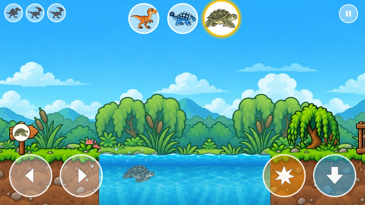 Archelon the turtle swimming across the river